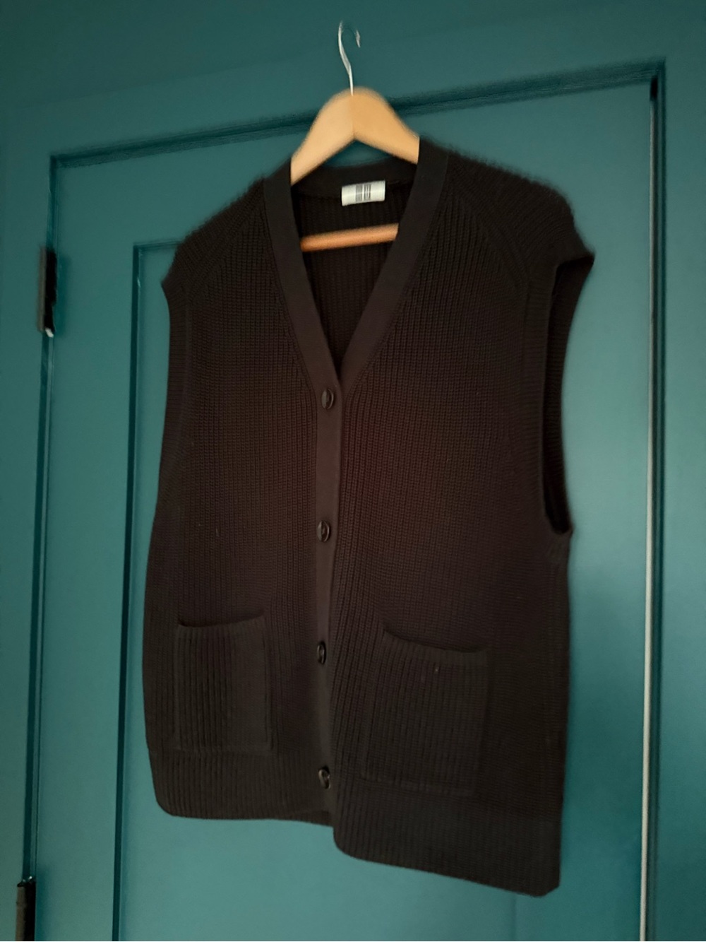 Uniqlo Black Knit Button-Front Sweater Vest